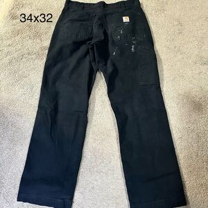 Carhartt Black Cargo Work Pants - Straight Leg, Some Adhesives